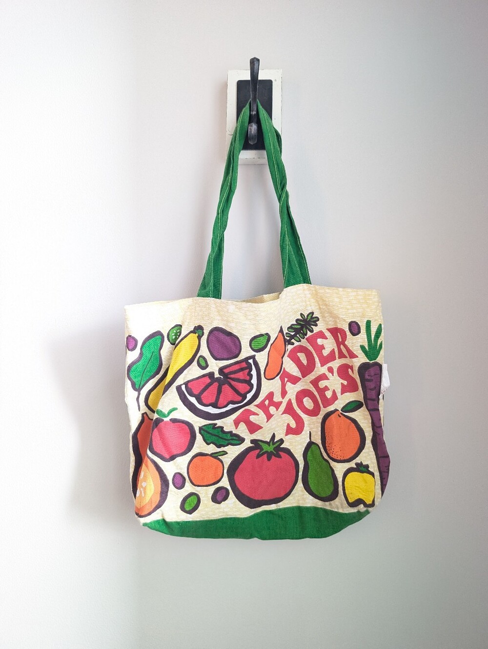 Trader Joe's Shopping Bag Fruit & Vegetables 100% Cotton Made in USA Vintage